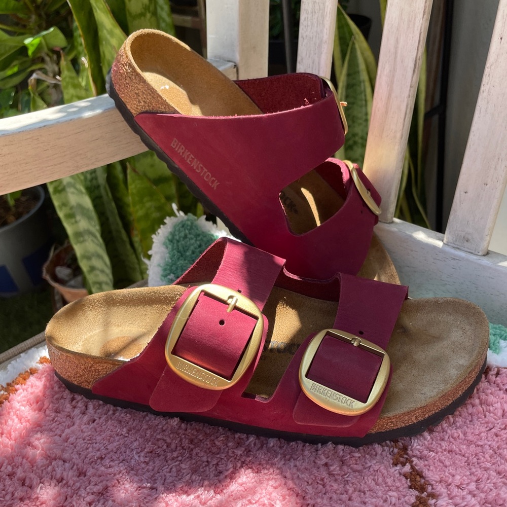 Burgundy Birkenstock Arizona Big Buckle Sandals